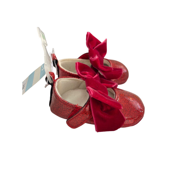 Cat & Jack Baby Girls Red Sparkle Bow Dress Shoes 3-6M