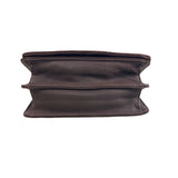 Chocolate Brown Leather & Suede Chain Strap Shoulder Bag With Gold Hardware Sz S