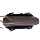 Chocolate Brown Leather & Suede Chain Strap Shoulder Bag With Gold Hardware Sz S