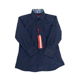 Elie Modern Fit Kids Long Sleeve Shirt Navy & Gray Print Sz 7 - New