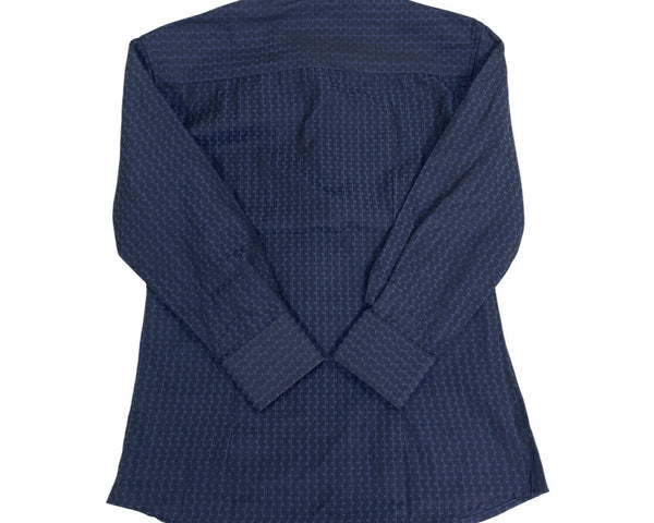 Elie Modern Fit Kids Long Sleeve Shirt Navy & Gray Print Sz 7 - New
