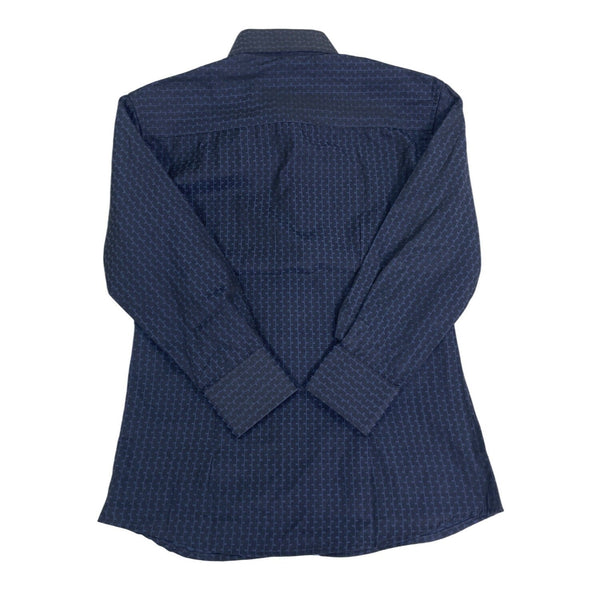 Elie Modern Fit Kids Long Sleeve Shirt Navy & Gray Print Sz 7 - New