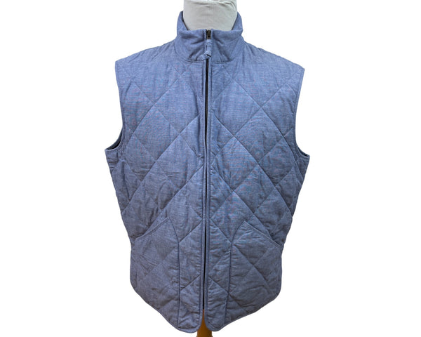 J.Crew Quilted Blue Sleeveless Vest With Full Zip & Pockets Size XL - New