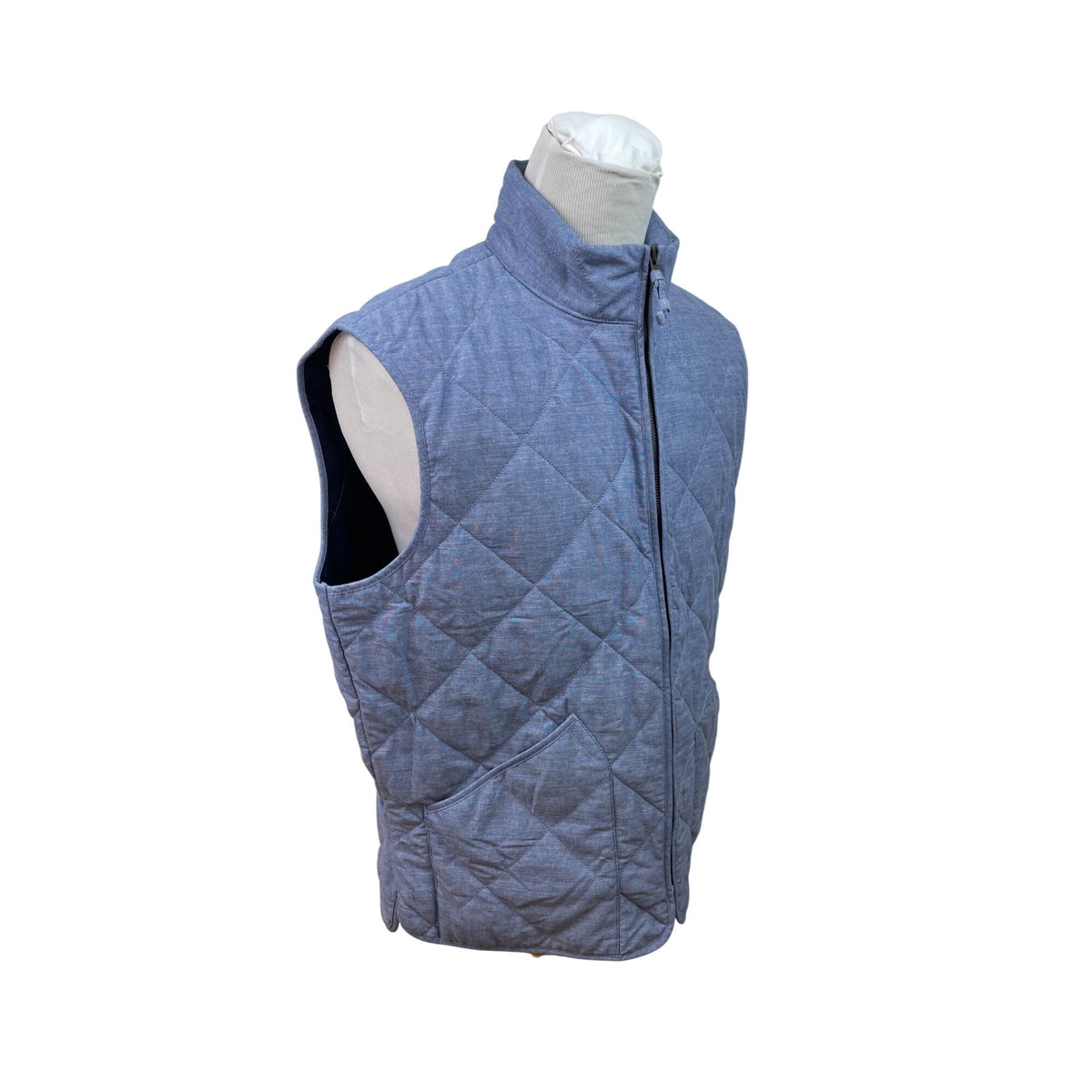 J.Crew Quilted Blue Sleeveless Vest With Full Zip & Pockets Size XL - New