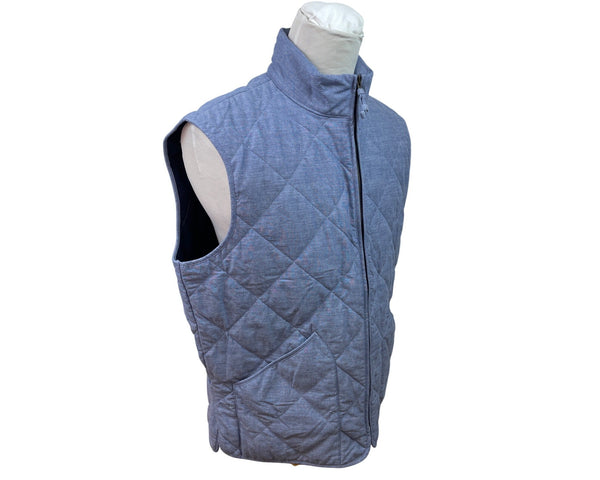 J.Crew Quilted Blue Sleeveless Vest With Full Zip & Pockets Size XL - New