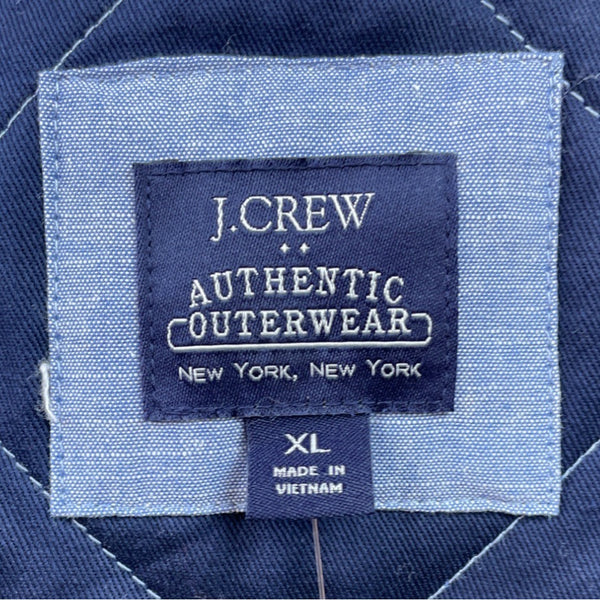 J.Crew Quilted Blue Sleeveless Vest With Full Zip & Pockets Size XL - New