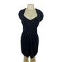 BCBGMAXAZRIA Women’s Black Short Sleeve Draped V-Neck Mini Dress Sz S