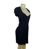 BCBGMAXAZRIA Women’s Black Short Sleeve Draped V-Neck Mini Dress Sz S
