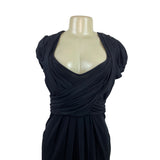 BCBGMAXAZRIA Women’s Black Short Sleeve Draped V-Neck Mini Dress Sz S