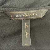BCBGMAXAZRIA Women’s Black Short Sleeve Draped V-Neck Mini Dress Sz S