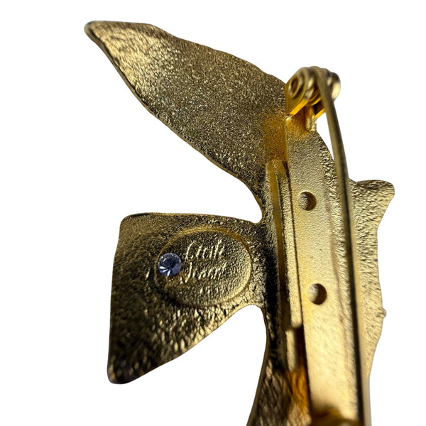 Galt Vintage Gold Tone Dove Brooch Pin Textured Metal Accent Jewelry
