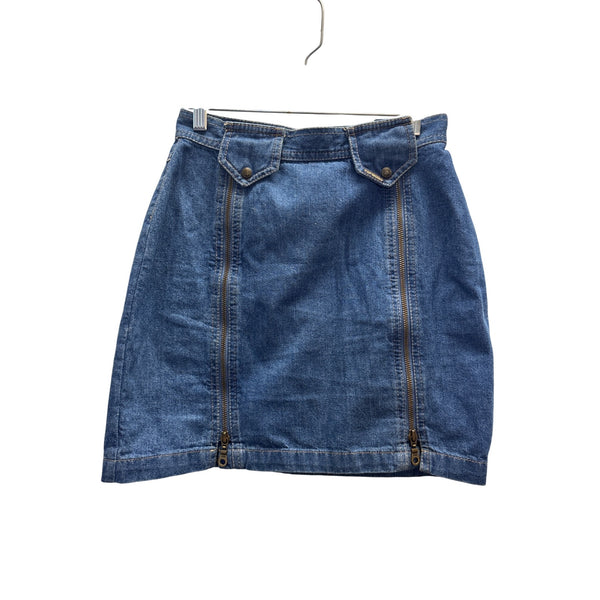 Pop Model Womens Blue Denim Zipper Accented High-Waist Mini Skirt Size 28