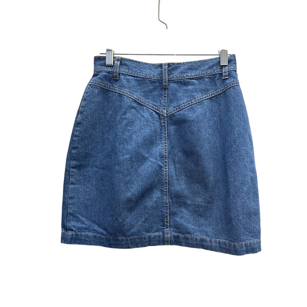 Pop Model Womens Blue Denim Zipper Accented High-Waist Mini Skirt Size 28