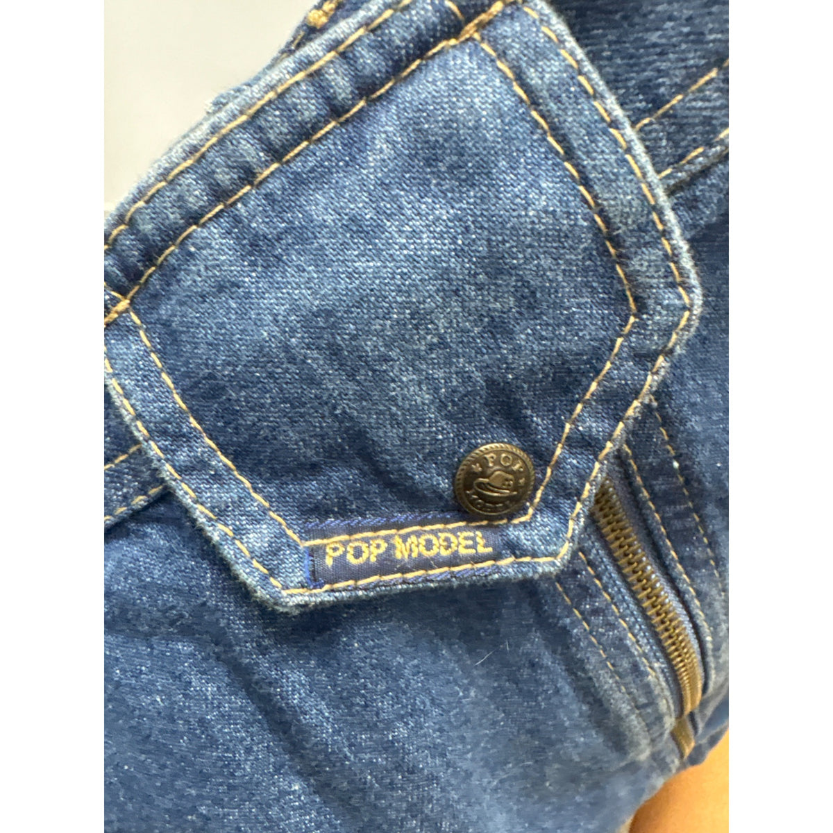 Pop Model Womens Blue Denim Zipper Accented High-Waist Mini Skirt Size 28