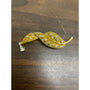 Vintage Gold Tone Leaf Brooch With Rhinestones & Teardrop Crystal