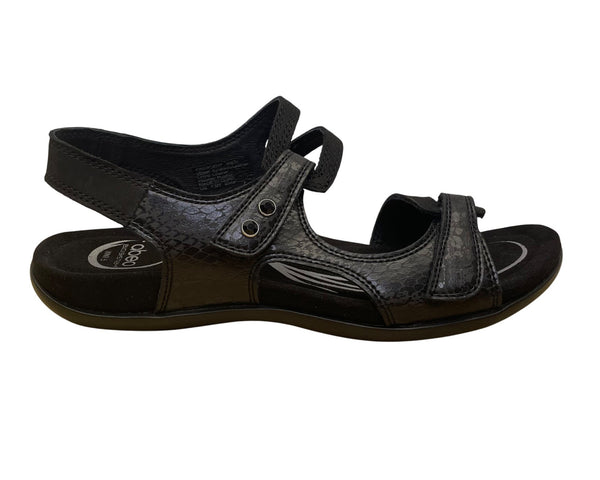 Abeo Women’s Black Leather Adjustable Straps Bio System Crescent Sandals Sz 7.5N