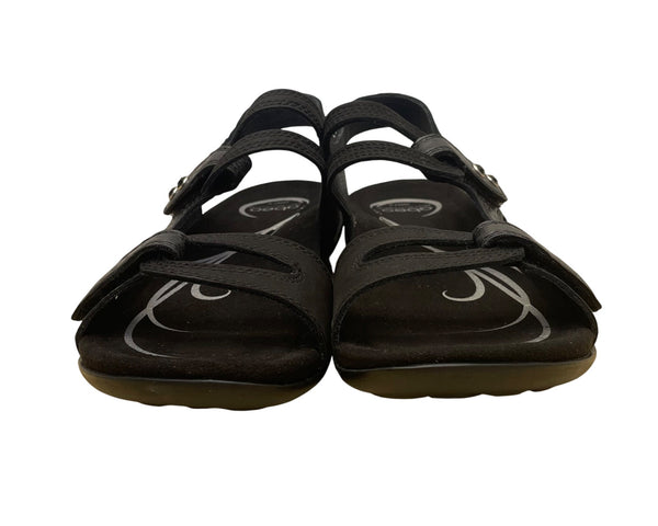 Abeo Women’s Black Leather Adjustable Straps Bio System Crescent Sandals Sz 7.5N