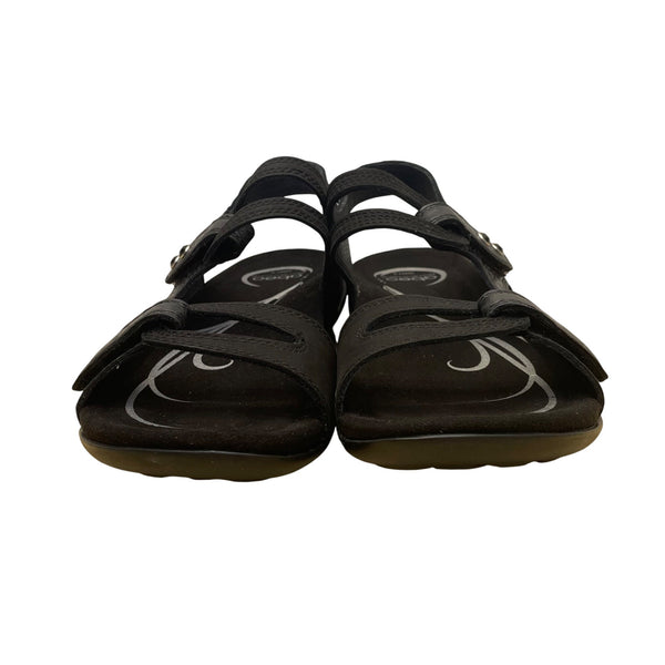 Abeo Women’s Black Leather Adjustable Straps Bio System Crescent Sandals Sz 7.5N