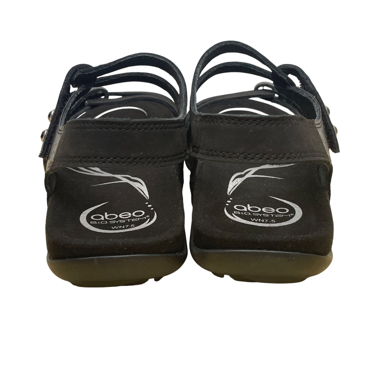 Abeo Women’s Black Leather Adjustable Straps Bio System Crescent Sandals Sz 7.5N