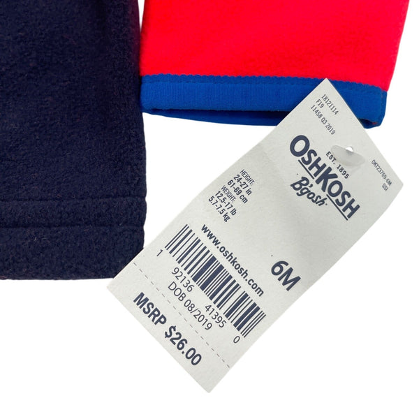 Oshkosh Bgosh Baby Fleece Half-Zip Pullover Red & Navy Size 6M - New