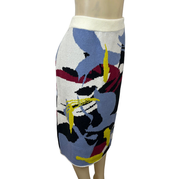 Motf Naturally Chic Abstract Patterned Knit Skirt Multicolor Sz L - New