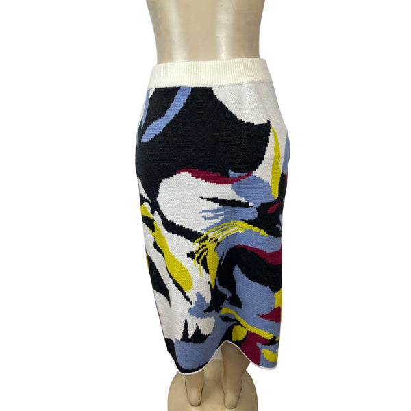 Motf Naturally Chic Abstract Patterned Knit Skirt Multicolor Sz L - New
