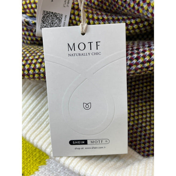 Motf Naturally Chic Abstract Patterned Knit Skirt Multicolor Sz L - New
