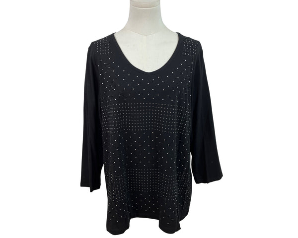 Zenergy By Chicos Women’s Black Long Sleeve Studded Top Size 3 - New