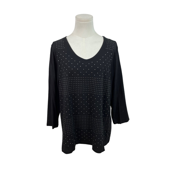 Zenergy By Chicos Women’s Black Long Sleeve Studded Top Size 3 - New