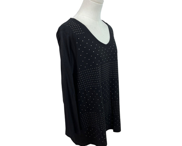 Zenergy By Chicos Women’s Black Long Sleeve Studded Top Size 3 - New