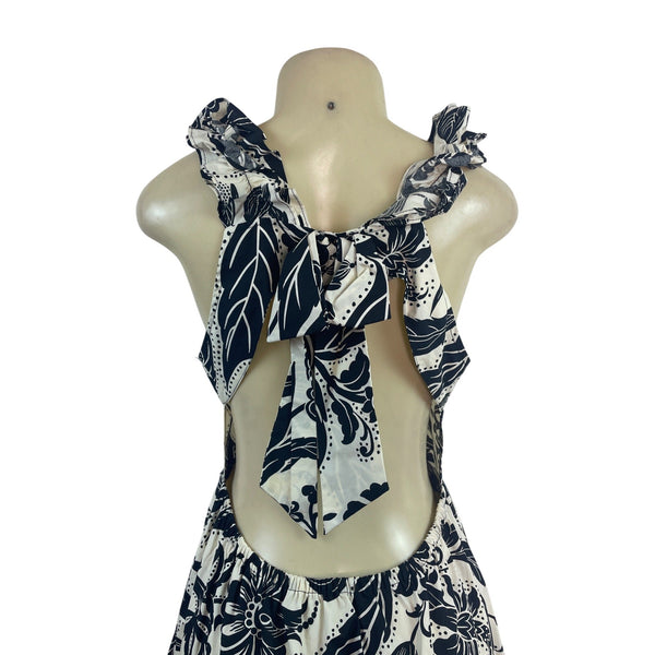 Who What Wear Women’s Black & White Floral Sleeveless Ruffle Dress Sz L - New