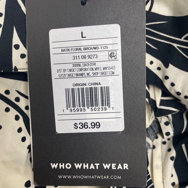 Who What Wear Women’s Black & White Floral Sleeveless Ruffle Dress Sz L - New