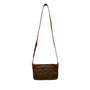 Coach Women's Brown Signature Logo Orange Accents Zip Closure Crossbody Bag Sz S