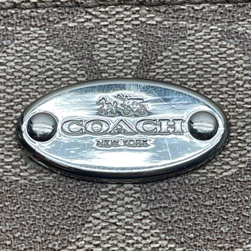 Coach Women's Brown Signature Logo Orange Accents Zip Closure Crossbody Bag Sz S