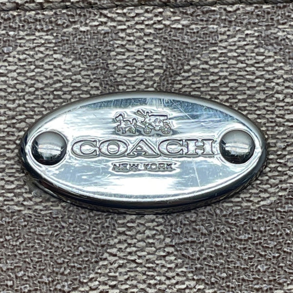 Coach Women's Brown Signature Logo Orange Accents Zip Closure Crossbody Bag Sz S