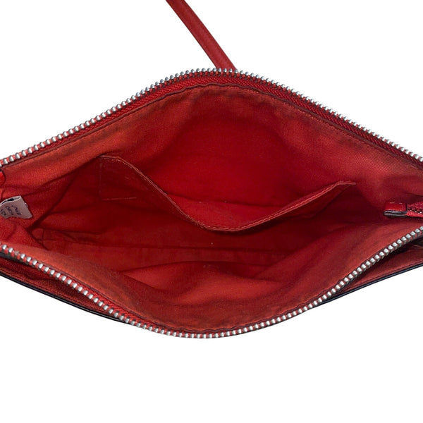 Coach Women's Brown Signature Logo Orange Accents Zip Closure Crossbody Bag Sz S