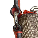 Coach Women's Brown Signature Logo Orange Accents Zip Closure Crossbody Bag Sz S