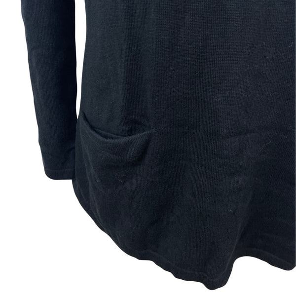 Isaac Mizrahi Live Womens Black Asymmetrical Ribbed Collar Sweater Size S