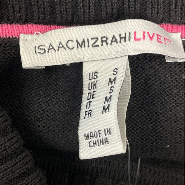 Isaac Mizrahi Live Womens Black Asymmetrical Ribbed Collar Sweater Size S