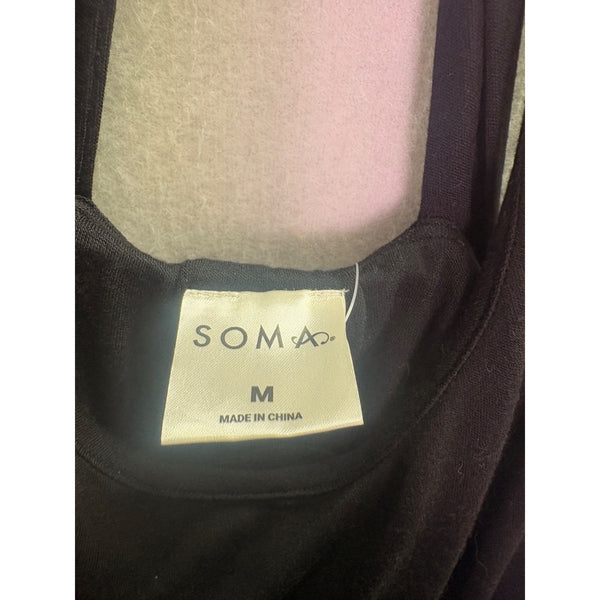 Soma Womens Black Rayon & Spandex Halter Dress Medium Elegant Chic Sleeveless Design Made In China