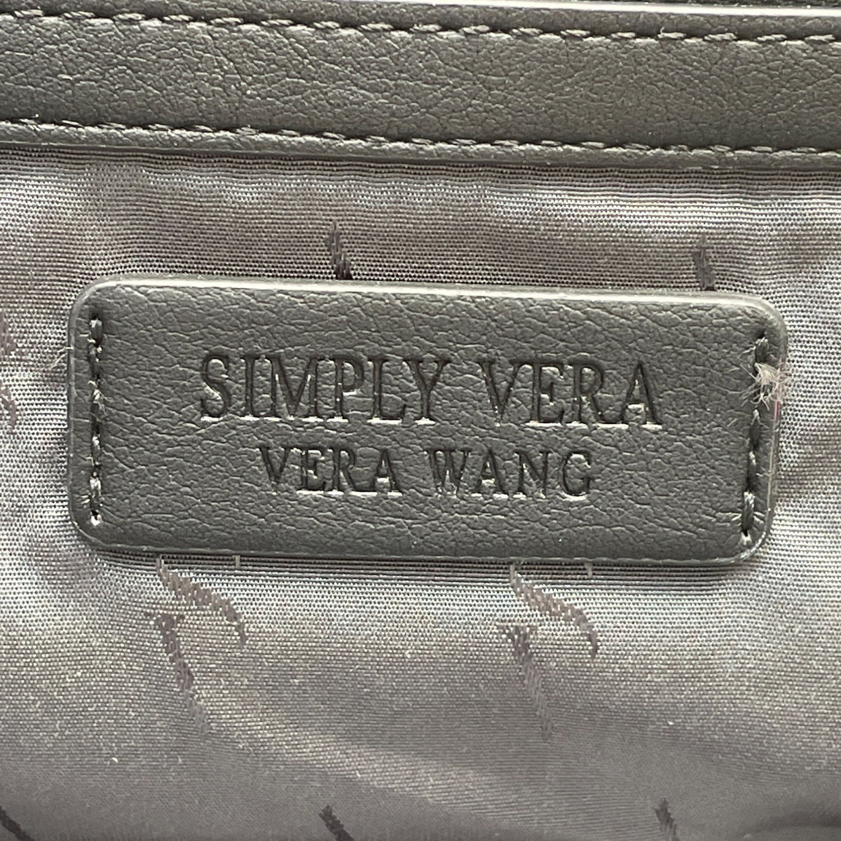 Simply Vera Vera Wang Black Leather Straw Canvas Shoulder Strap Tote Bag Sz M