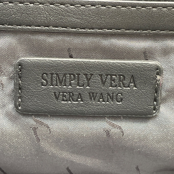 Simply Vera Vera Wang Black Leather Straw Canvas Shoulder Strap Tote Bag Sz M