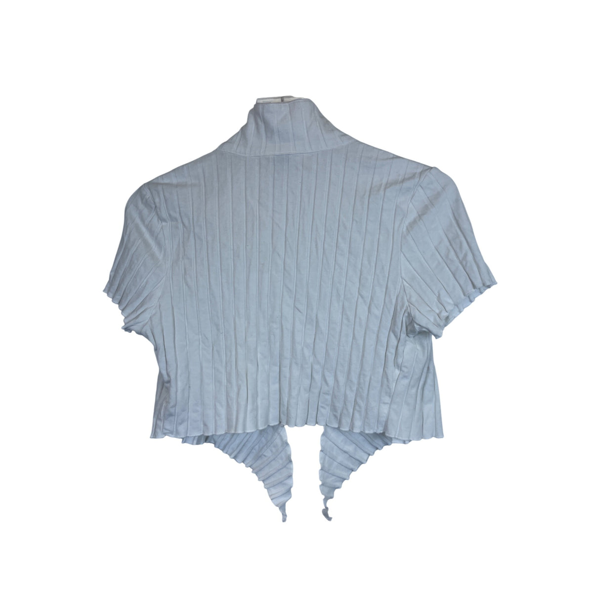 Shein Womens White Ribbed Short Sleeve Open-Front Cardigan Cropped L 40/42 8/10