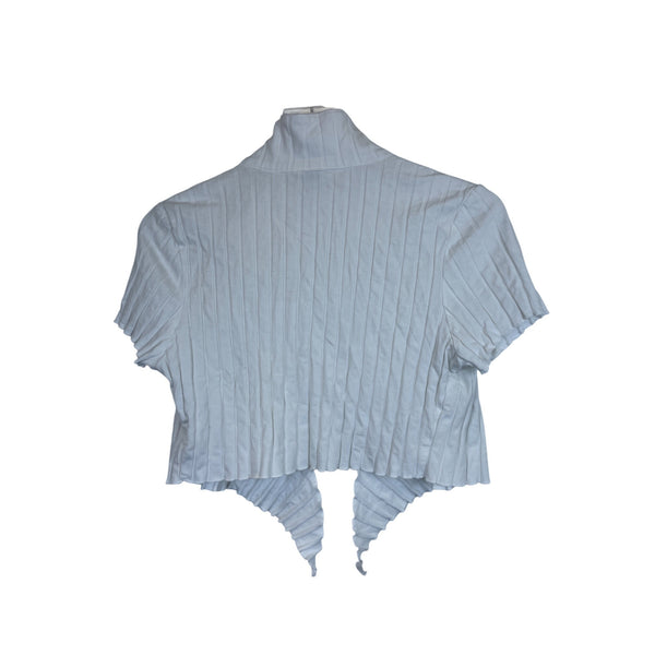 Shein Womens White Ribbed Short Sleeve Open-Front Cardigan Cropped L 40/42 8/10