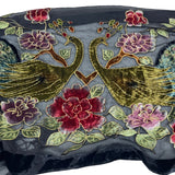J&X NY Black Women's Silk Velvet Peafowl Print Stole One Size