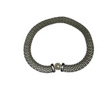 Mesh Silver-Tone Womens Bracelet With Pearl Accent Elegant Minimalist Design