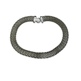 Mesh Silver-Tone Womens Bracelet With Pearl Accent Elegant Minimalist Design