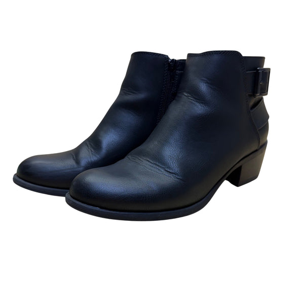 Unknown Womens Black Man Made Ankle Boots With Buckle Strap Size 7.5