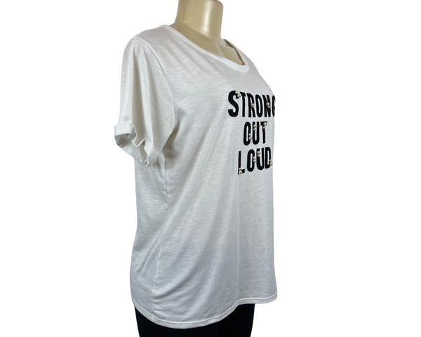 Clock House White T-Shirt With Pearl Embellishments Sz M
