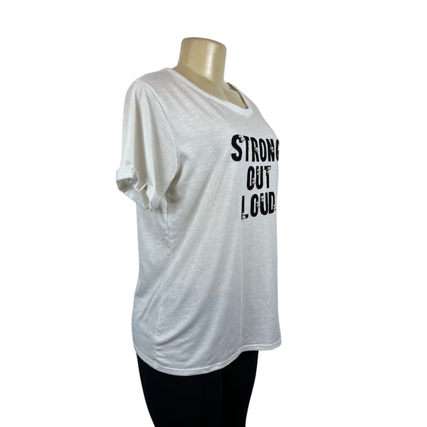 Clock House White T-Shirt With Pearl Embellishments Sz M
